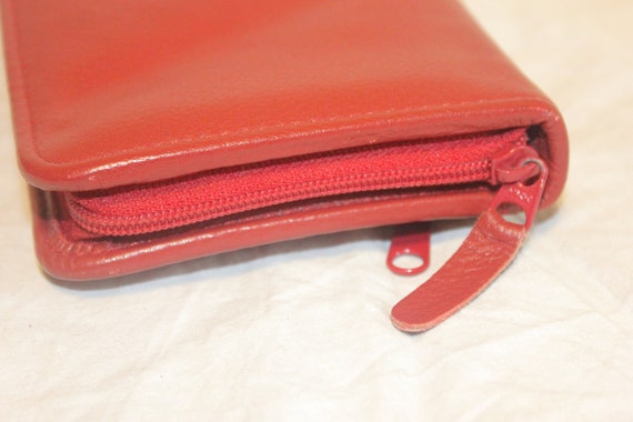 VGT RED LEATHER Wallet,vintage leather clutch wal… - image 8