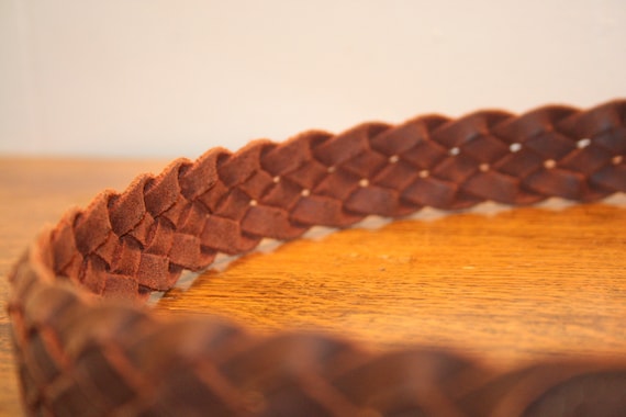 VINTAGE BRAIDED LEATHER Belt,brown leather belt,b… - image 9