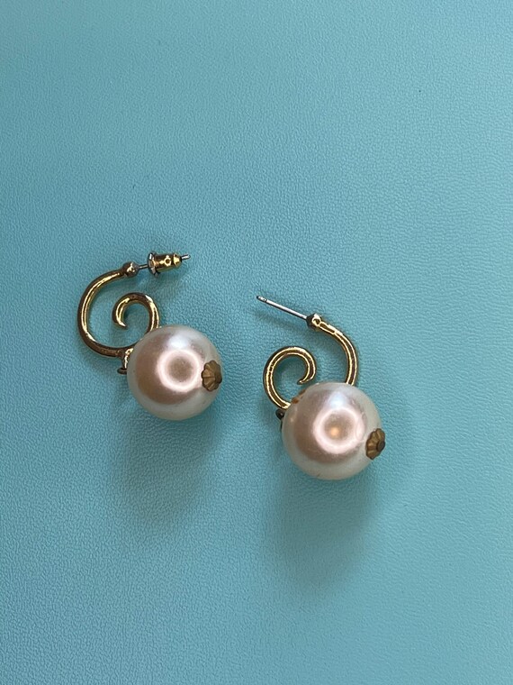 VINTAGE PEARL DANGLE Earrings,vintage pearl drop … - image 5