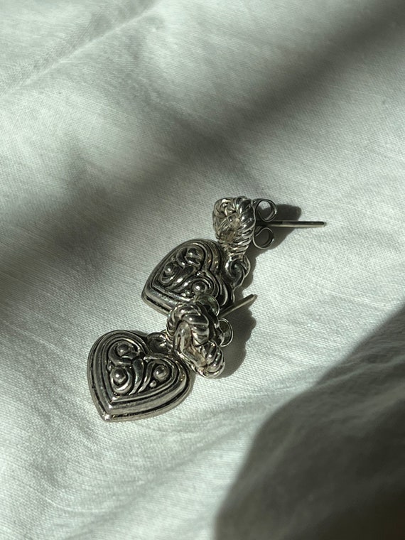 VINTAGE HEART DANGLE Earrings,vintage heart earri… - image 2