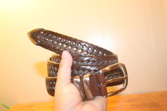 VINTAGE BRAIDED LEATHER Belt,leather biker belt,v… - image 10