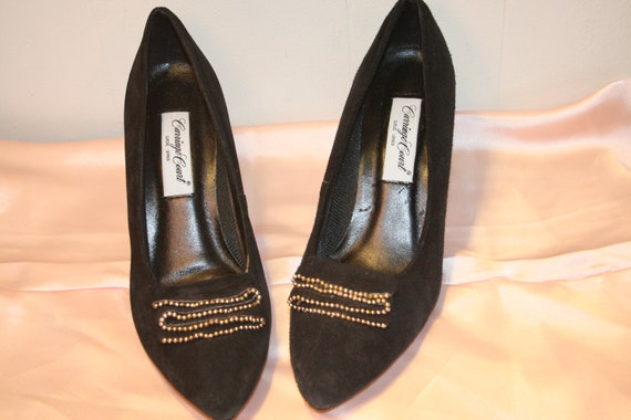 Size 8.5,ROCKER SUEDE PUMPS,leather heels,heels 8.