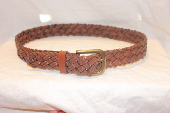 VINTAGE FOSSIL LEATHER Belt,vintage brown leather… - image 1