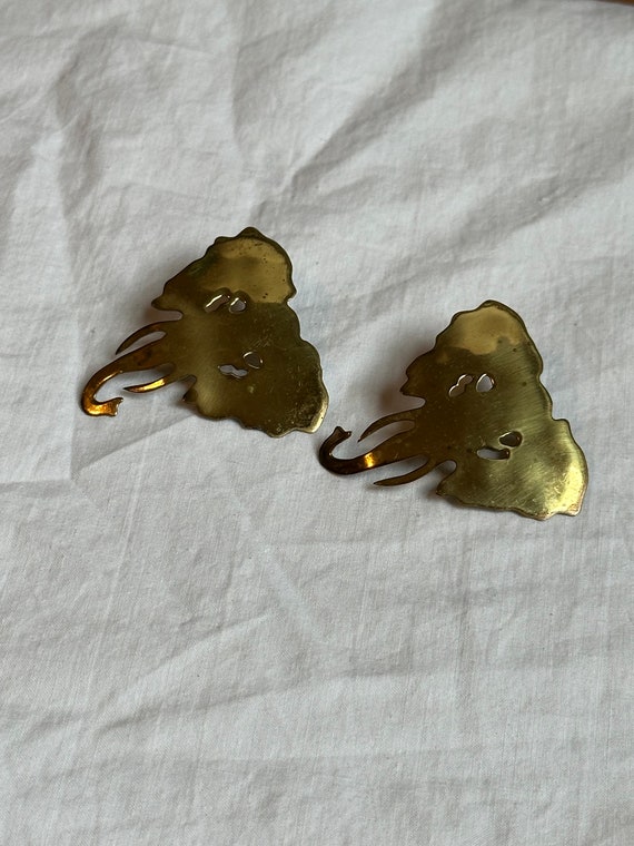 VINTAGE BRASS ELEPHANT Earrings,vintage gold bras… - image 6