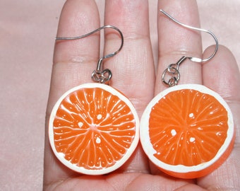 ORANGE EARRINGS FRUIT,orange jewelry,orange fruit earrings,orange fruit jewelry,orange slice fruit earrings,orange fruit earrings cheap