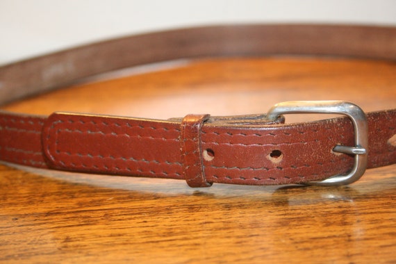 VINTAGE CLASSIC LEATHER Belt,vintage skinny leath… - image 4