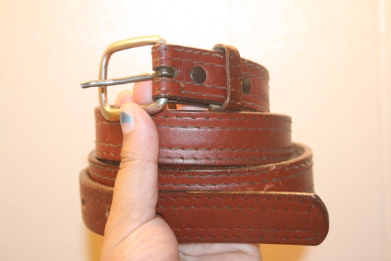 VINTAGE CLASSIC LEATHER Belt,vintage skinny leath… - image 1