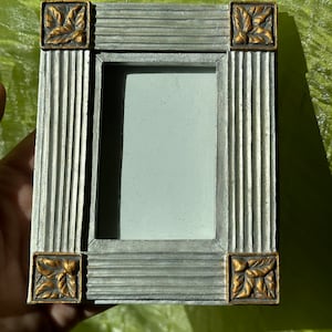 VINTAGE SILVER COPPER Picture Frame,vintage wood picture frame,vintage wood copper leaf frame,vintage wood silver photo frame,silver frame