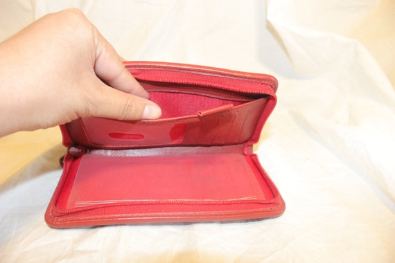 VGT RED LEATHER Wallet,vintage leather clutch wal… - image 3