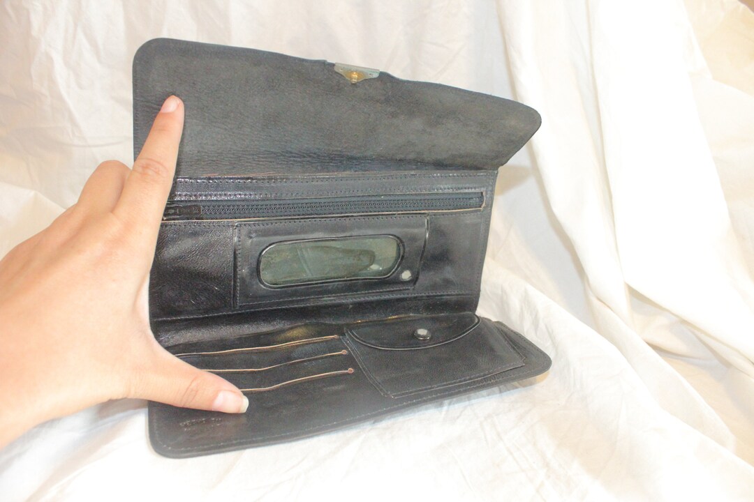 VINTAGE LEATHER ENVELOPE Wallet,black Leather Wallet Card Holder