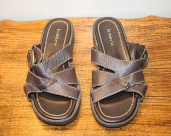 Size 6.5,VINTAGE LEATHER SANDALS,clogs size 6.5,vintage liz claiborne sandals,vintage boho sandals,vintage brown sandals,leather sandals 6.5