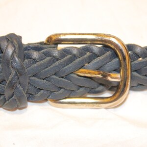 VGT NAVY BLUE Braided Leather Belt,blue leather belt,braided leather belt womens,vintage navy blue leather belt,vintage woven leather belt image 3