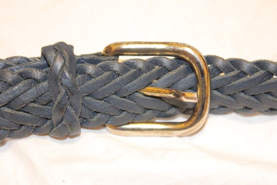 VGT NAVY BLUE Braided Leather Belt,blue leather b… - image 3