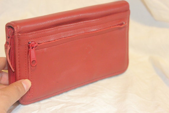 VGT RED LEATHER Wallet,vintage leather clutch wal… - image 4