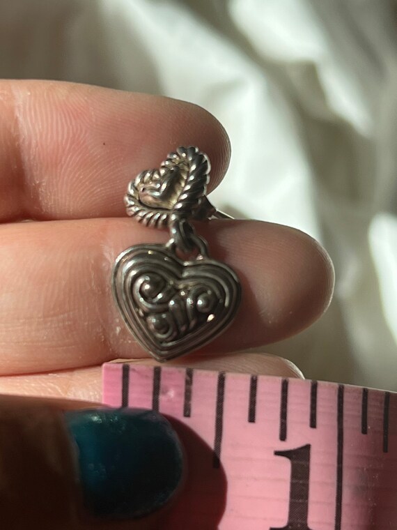 VINTAGE HEART DANGLE Earrings,vintage heart earri… - image 7