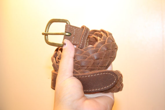 VINTAGE BRAIDED LEATHER Belt,brown leather belt,b… - image 2