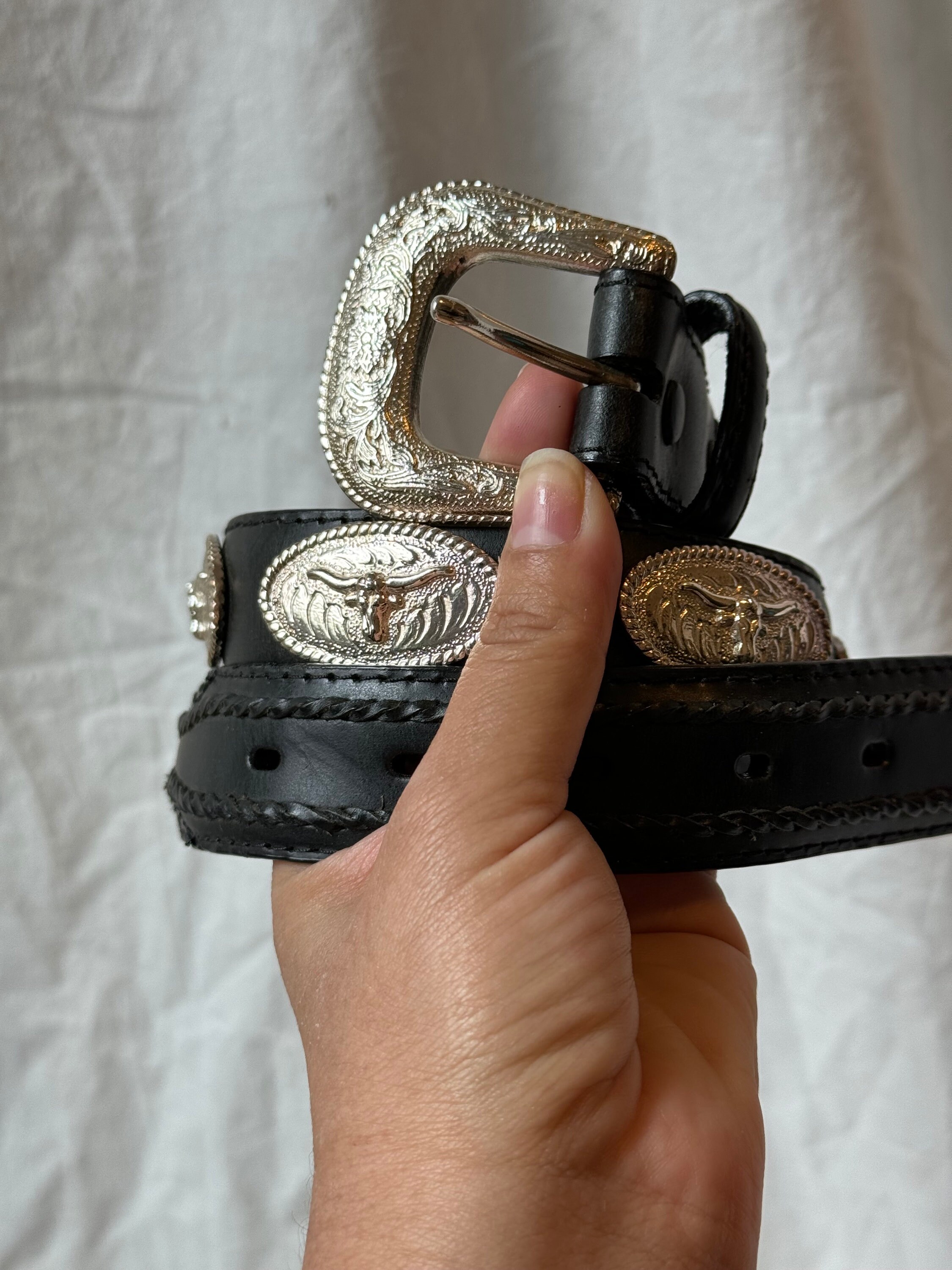 VINTAGE LONGHORN LEATHER Belt,vintage Nocona Women Belt  display picture 2