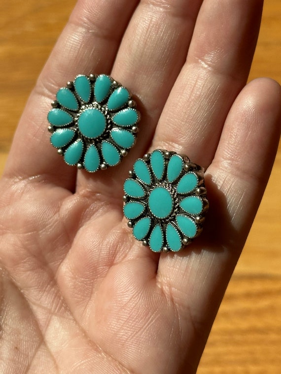 VINTAGE TURQUOISE WESTERN Earrings,vintage medium… - image 1