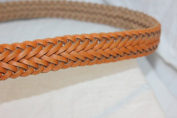 VINTAGE BRAIDED LEATHER Belt,brown leather belt,b… - image 8