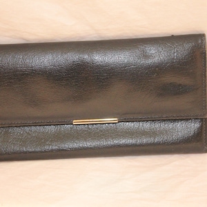 VGT LEATHER LONG Wallet, vintage black wallet long, leather wallet women, leather black long wallet, vintage amity wallet, leather coin wallet