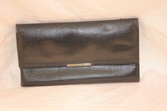 VGT LEATHER LONG Wallet,vintage black wallet long… - image 1