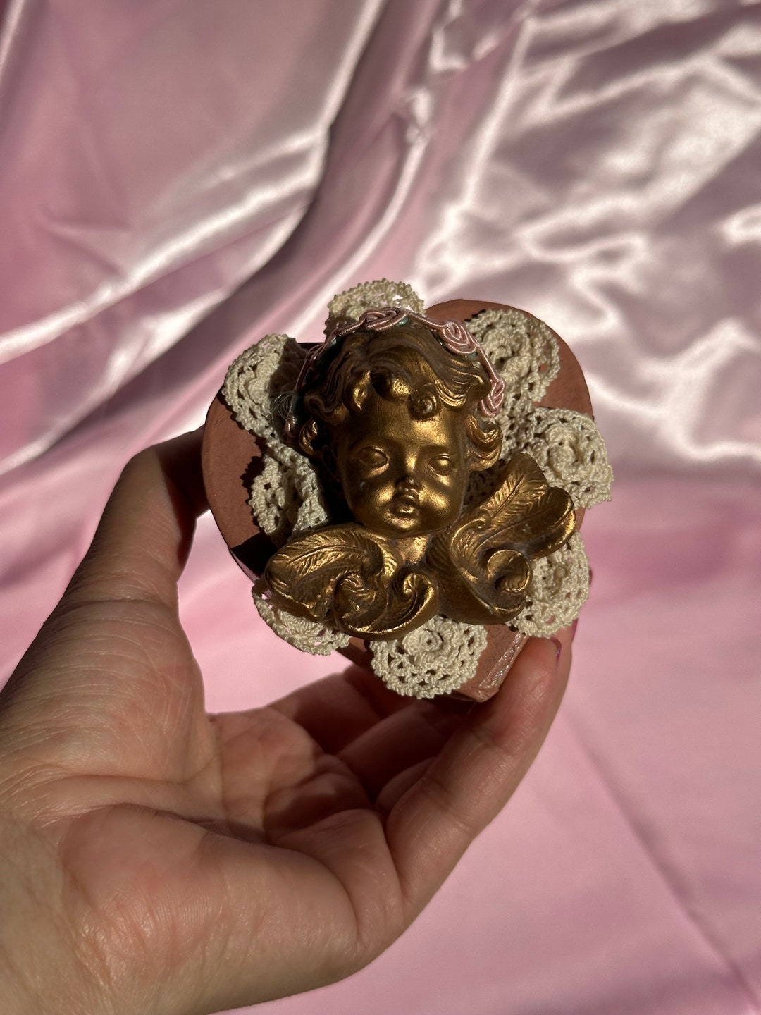 VINTAGE ANGEL Box,vintage Angel Heart Shape Box,vintage Heart Shape Box ...