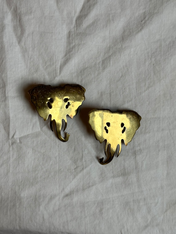 VINTAGE BRASS ELEPHANT Earrings,vintage gold bras… - image 7