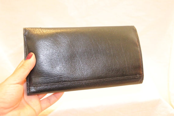 VGT LEATHER LONG Wallet,vintage black wallet long… - image 4