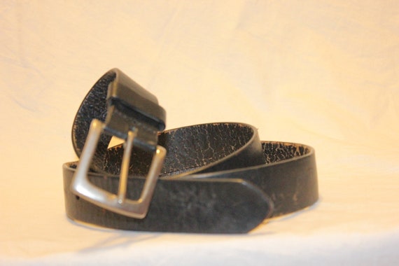 VGT LEATHER BELT,vintage black silver leather bel… - image 4