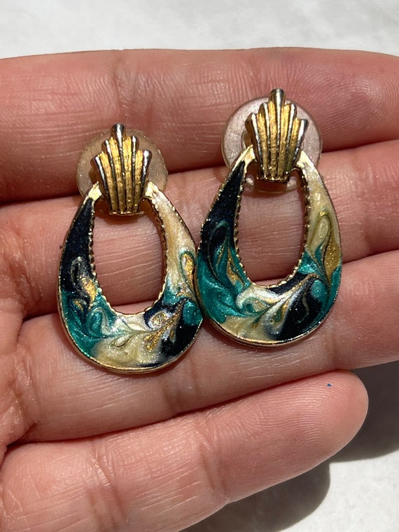 VTG MARBLE GOLD Earrings,medium gold earrings,vint