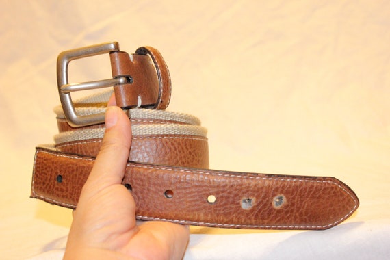 VGT PREPPY LEATHER Belt,vintage brown leather bel… - image 1