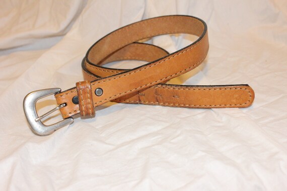 VGT LEATHER BELT,vintage small brown leather belt… - image 4