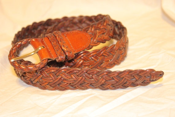 VGT BRAIDED LEATHER Belt,vintage leather buckle b… - image 3