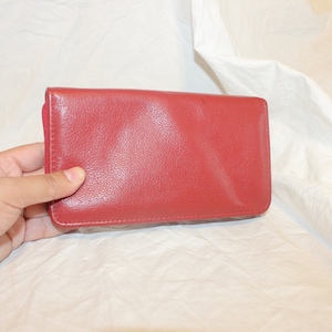 VGT RED LEATHER Wallet,vintage leather clutch wallet,vintage card holder leather wallet,vintage license leather wallet,red leather wallet