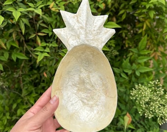 VGT PINEAPPLE PEARL Bol, ananas vintage nacre, plateau vintage ananas perlé, bol ananas nacre, plateau ananas perle