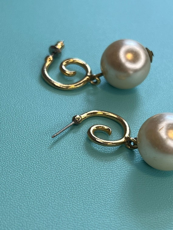 VINTAGE PEARL DANGLE Earrings,vintage pearl drop … - image 8