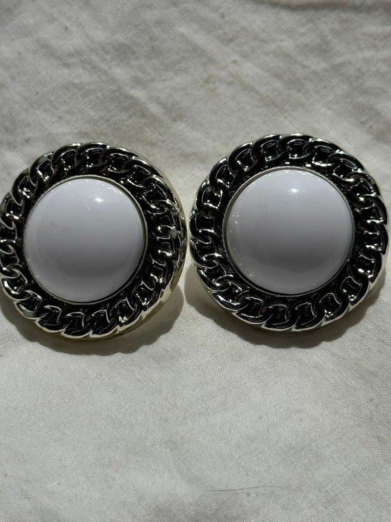 VINTAGE OVERSIZED BUTTON Earrings,vintage big cir… - image 1