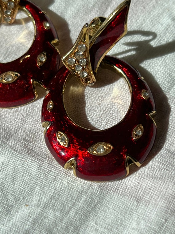 VINTAGE BIG RED Earrings,vintage big christmas earrin… Gem