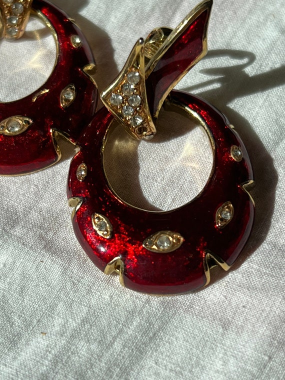 VINTAGE BIG RED Earrings,vintage big christmas ea… - image 5