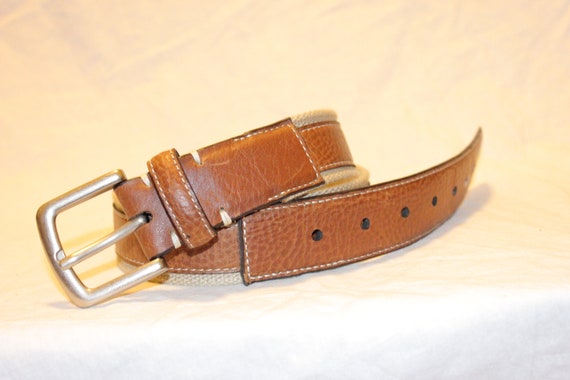 VGT PREPPY LEATHER Belt,vintage brown leather bel… - image 4