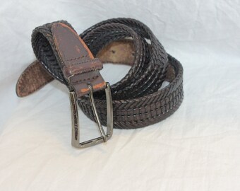 Cinturón de cuero trenzado vintage, cinturón de cuero marrón, cinturón de cuero trenzado trenzado vintage, cinturón marrón pequeño vintage, cinturón