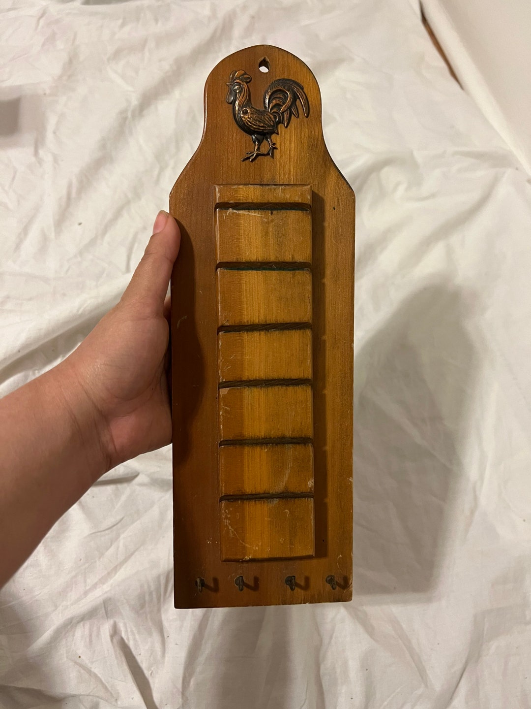 VGT COPPER CHICKEN Holder,vintage Key Holder for Wall,wood Vintage Key