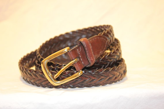 VINTAGE BRAIDED LEATHER Belt,brown Leather Belt,braided Leather Belt Womens,vintage  Large Braided Leather Belt,vintage Large Brown Belt,belt 