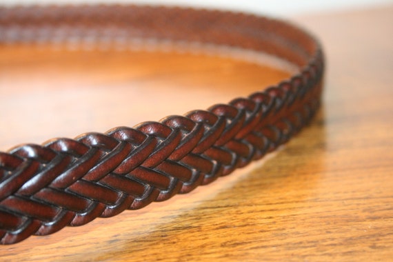 VINTAGE BRAIDED LEATHER Belt,braided leather belt… - image 6