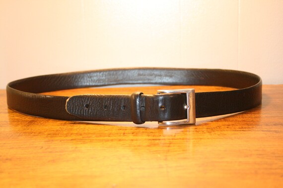 VINTAGE BLACK LEATHER Belt,vintage black leather … - image 2