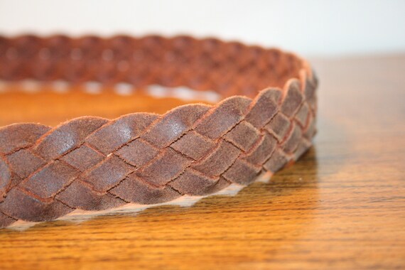 VINTAGE BRAIDED LEATHER Belt,brown leather belt,b… - image 6