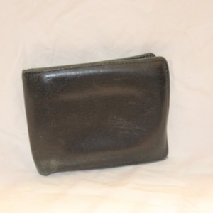 VGT FOSSIL LEATHER Wallet, billetera de cuero fósil, billetera doble para hombres, billetera de cuero negro vintage, billetera de viaje delgada, billetera de cuero bifold para hombres