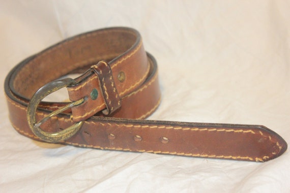 VINTAGE LEATHER BELT,vintage women brown leather … - image 3