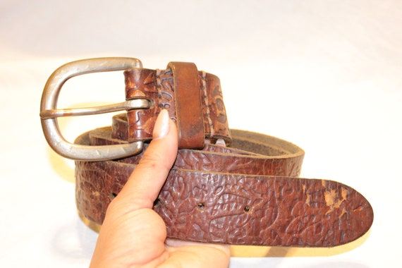 VINTAGE LEATHER BELT,vintage brown leather belt,v… - image 1