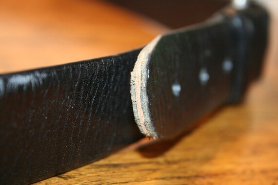 VINTAGE BLACK LEATHER Belt,vintage black leather … - image 7